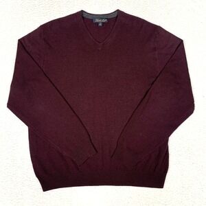 Garret Scott Sweater Mens XL 100% Extra Fine Merino Wool Preppy V-Neck Pullover